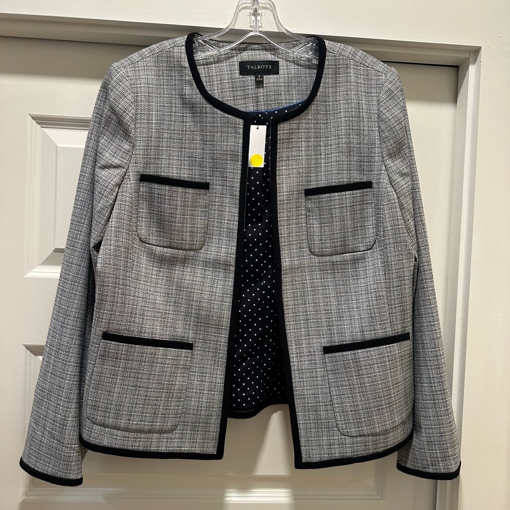 Talbots black and white blazer